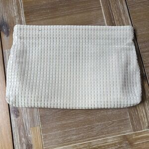Vintage Lumared USA Ivory White Cream Beaded Sequin Snap Purse Clutch Bag